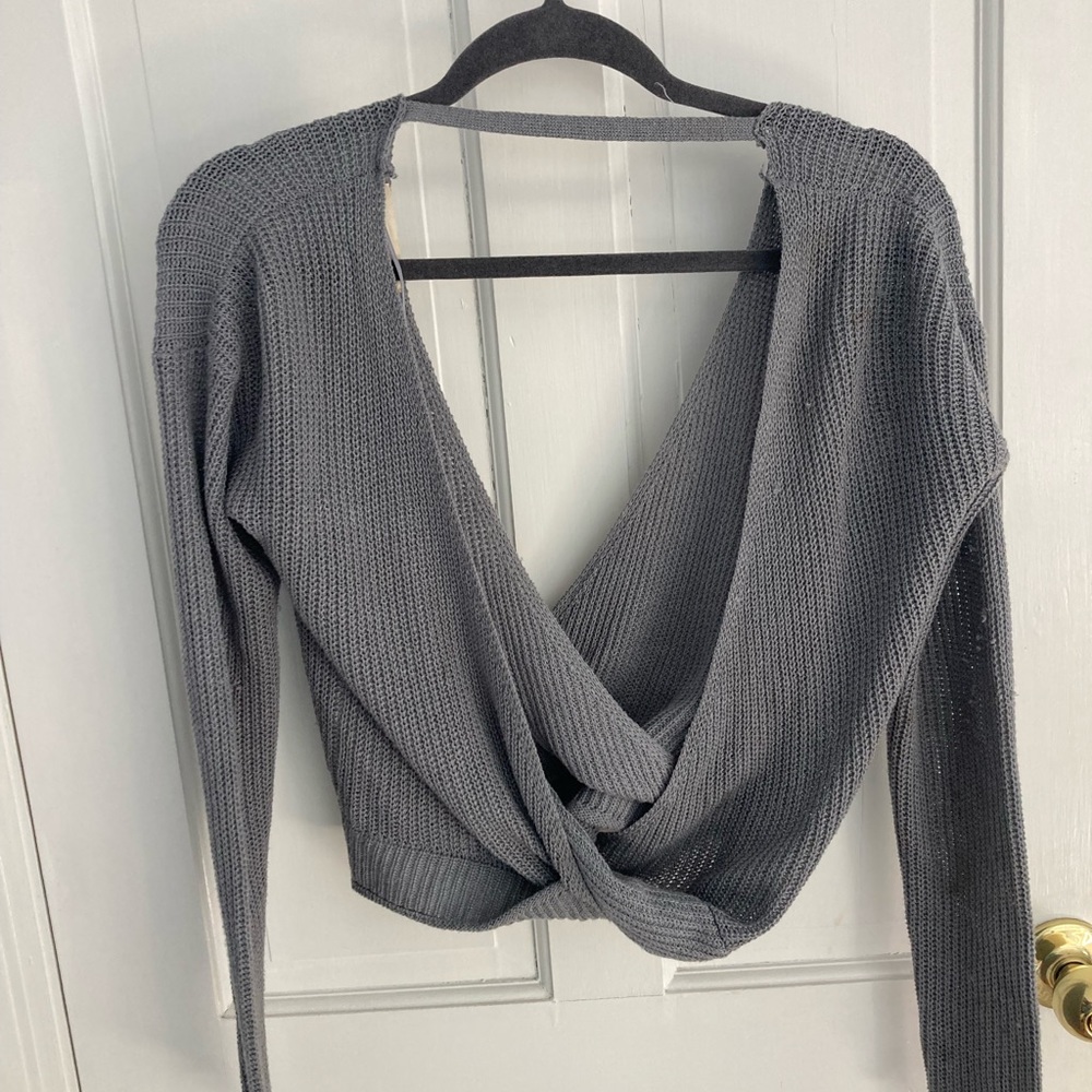 Storm Color Open Neck/Back Sweater